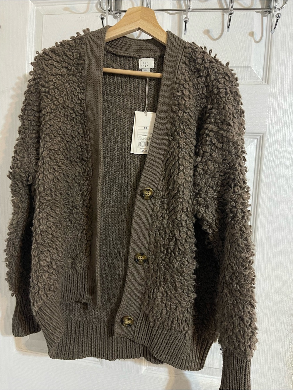 a new day Chunky Taupe Loop-Knit Cardigan